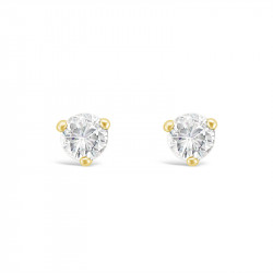 Solitaire Diamond Stud Earrings in a 3-Claw Setting, Set 18ct Yellow Gold. Tdw 0.20ct